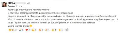 L’agenda se remplit de plus en plus <...> Merci à ma coach Maïwen pour son soutien et ses encouragements